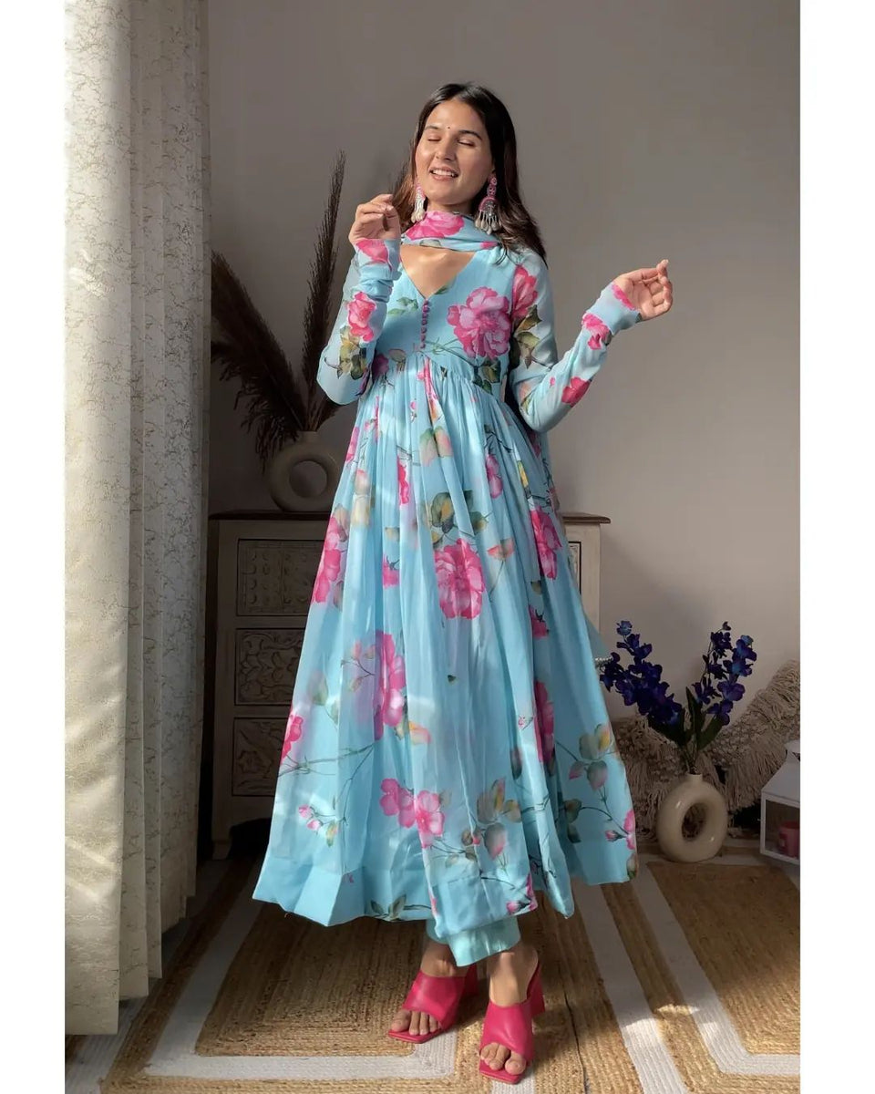 Light blue organza suit set # 026