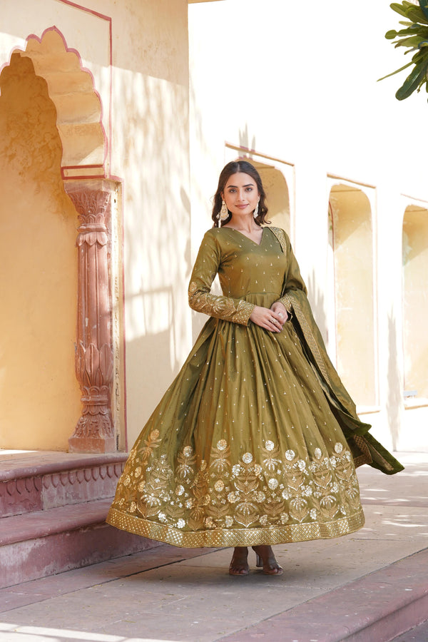 LIKSHA PREMIUM READYMADE GOWN WITH DUPATTA SET-LC-1091