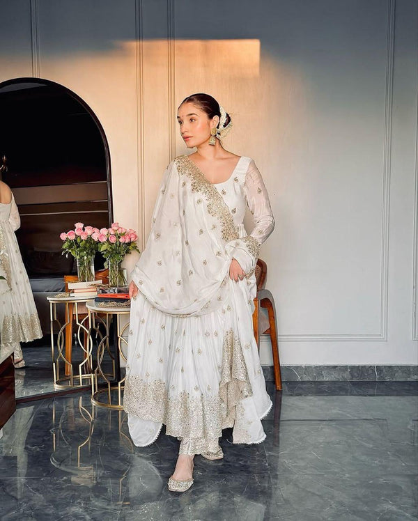 Khanak white premium quality suit set-TD-6057