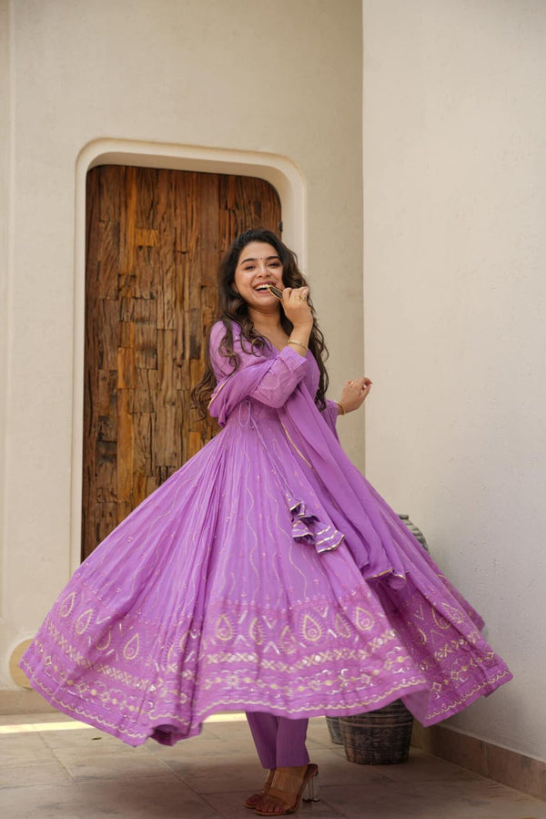 PURPLE ANARKALI SUIT SET 151