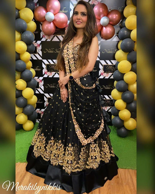 Black Colour & Sequence 5mm Work Embroidered Party Wear Lehenga Choli AAC 899