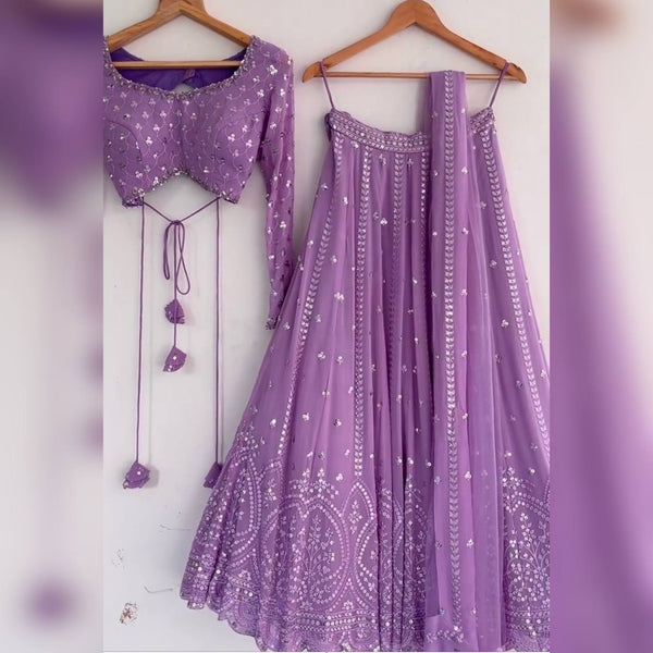 Light Purple Colour Embroidered Attractive Faux Georgette Lehenga choli LC170